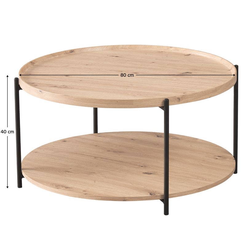 Dohánytóasztal, artisan tölgy/fekete, LAPIS