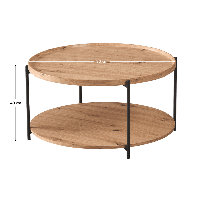 Dohánytóasztal, artisan tölgy/fekete, LAPIS