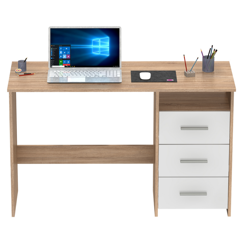 Számítógépasztal, sonoma tölgyfa/fehér, LARISTOTE NEW