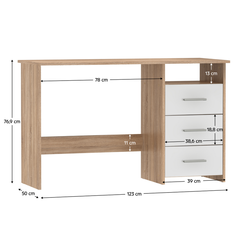 Számítógépasztal, sonoma tölgyfa/fehér, LARISTOTE NEW