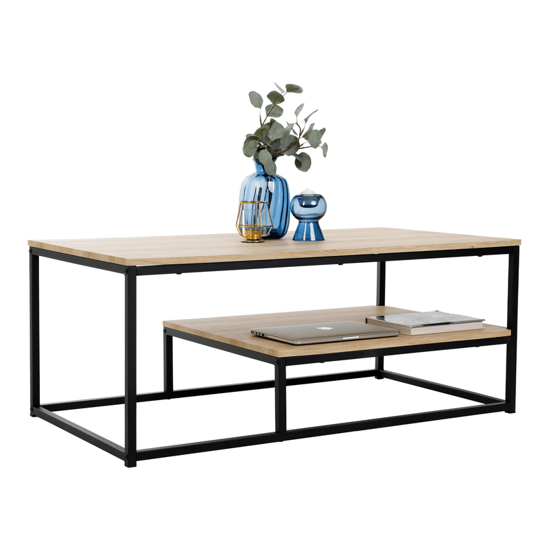 Dohányzóasztal, világos tölgy/fekete, LARON