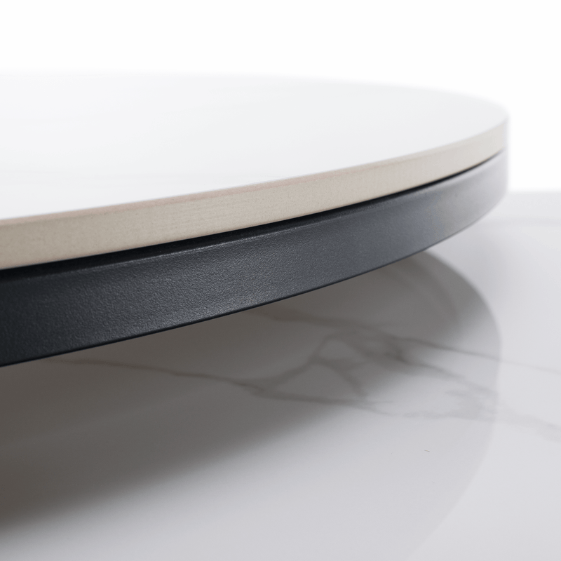 Dohányzóasztalok, 2 db-os szett, fehér márvány/fekete acél, LASTRO