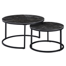 Dohányzóasztalok, 2 db-os szett, fekete márvány/fekete acél, LASTRO