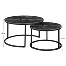 Dohányzóasztalok, 2 db-os szett, fekete márvány/fekete acél, LASTRO