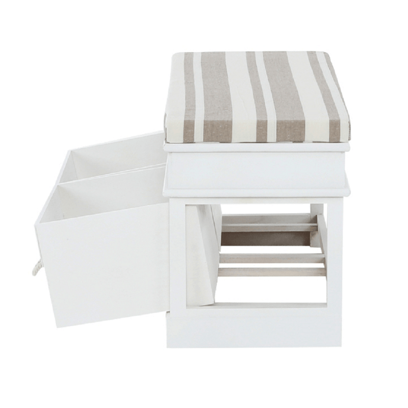 Lóca párnával, 2 fiók, fehér/világosbarna, SEAT BENCH 1 NEW