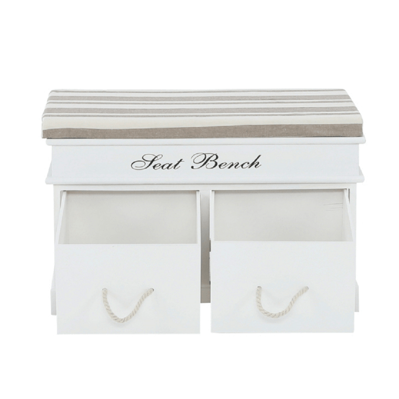 Lóca párnával, 2 fiók, fehér/világosbarna, SEAT BENCH 1 NEW