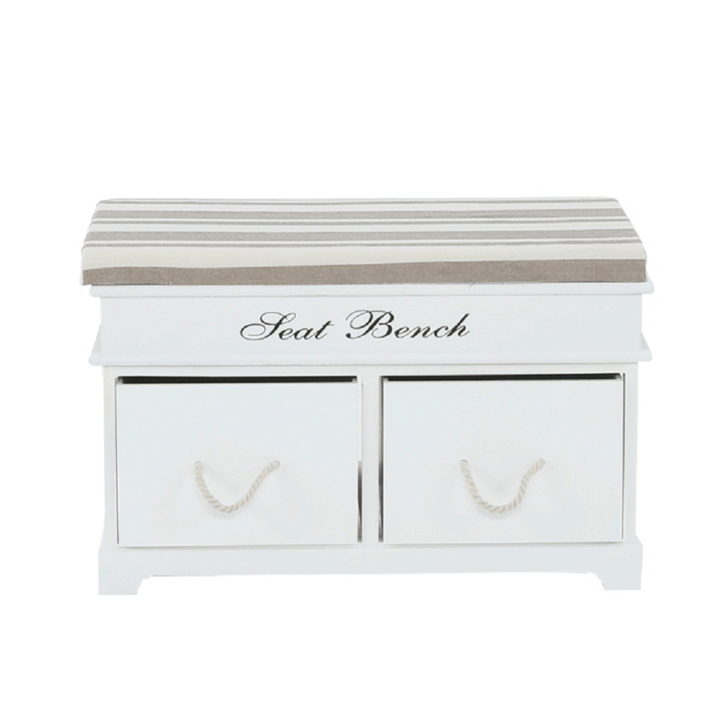 Lóca párnával, 2 fiók, fehér/világosbarna, SEAT BENCH 1 NEW