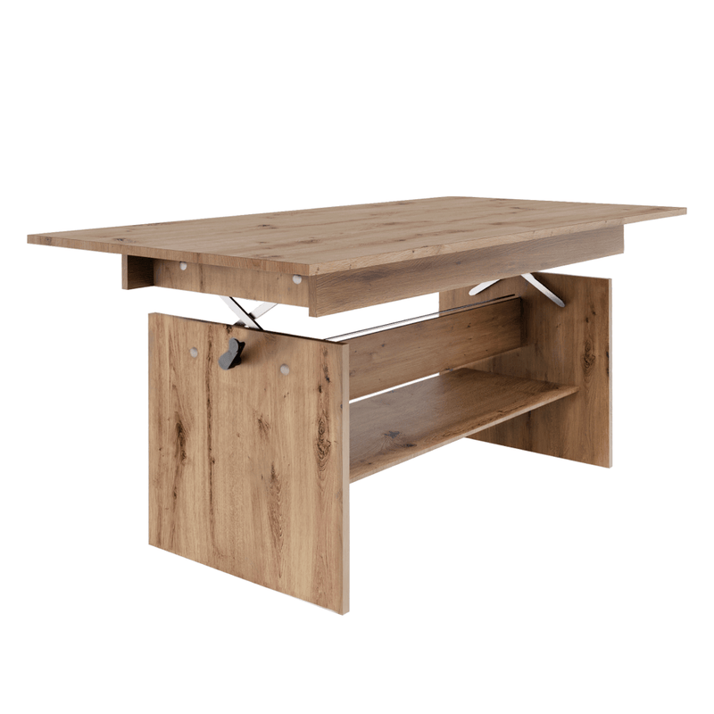 Kihúzható étkező-/dohányzóasztal, artisan tölgy, 120/160x70 cm, LAVKO NEW