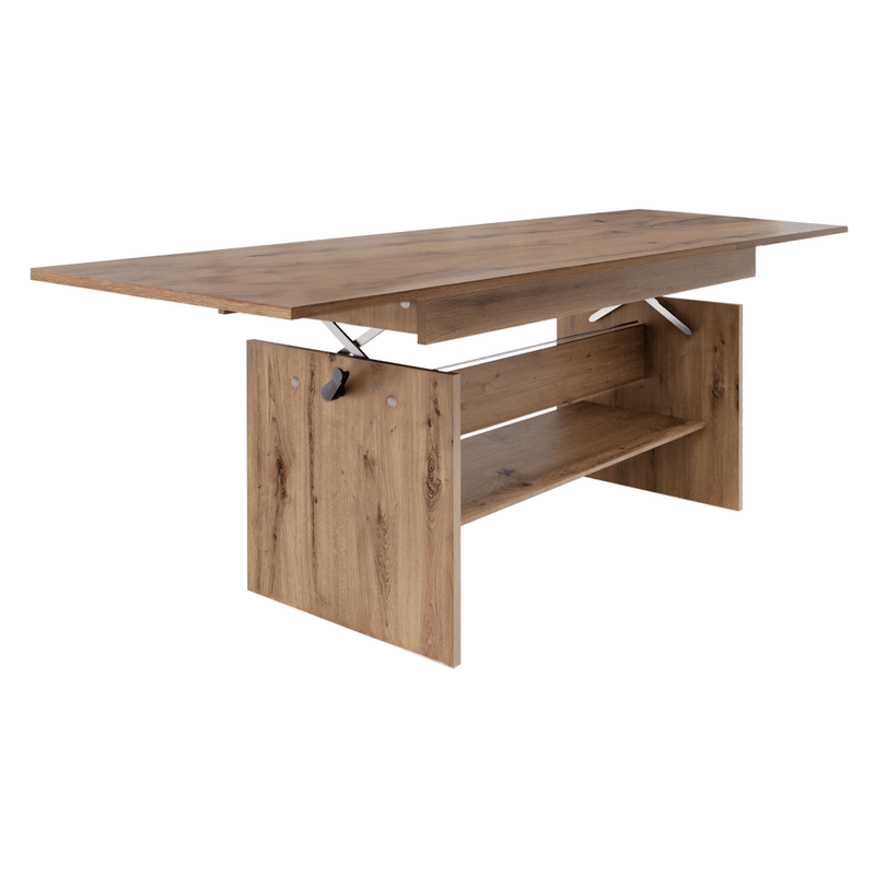 Kihúzható étkező-/dohányzóasztal, artisan tölgy, 120/160x70 cm, LAVKO NEW