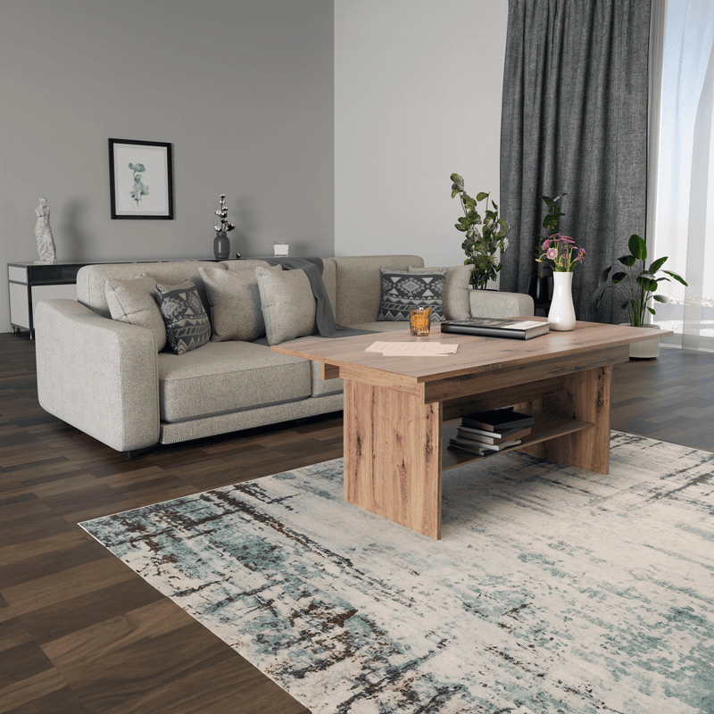 Kihúzható étkező-/dohányzóasztal, artisan tölgy, 120/160x70 cm, LAVKO NEW