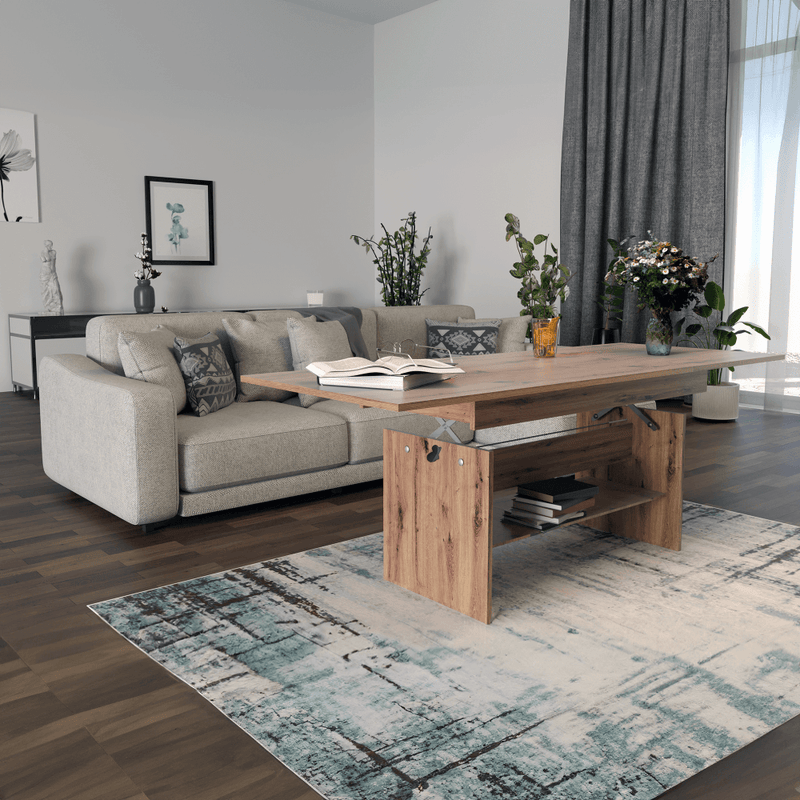 Kihúzható étkező-/dohányzóasztal, artisan tölgy, 120/160x70 cm, LAVKO NEW