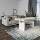 Kihúzható étkező-/dohányzóasztal, fehér, 120/160x70 cm, LAVKO NEW