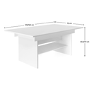 Kihúzható étkező-/dohányzóasztal, fehér, 120/160x70 cm, LAVKO NEW