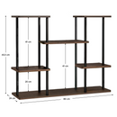 Fém virágtartó állvány, fekete/rusztikus fa, LEDER