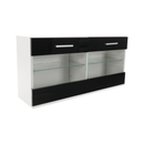 Nappali sor LED világítással, fehér/fekete- extra magas fényű HG, LEO