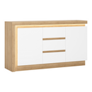 Komód LYOK01, tölgy riviera/fehér extra magasfényű, LEONARDO