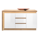 Komód LYOK01, tölgy riviera/fehér extra magasfényű, LEONARDO