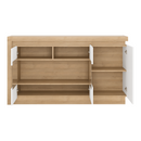 Komód LYOK02,  riviera tölgyfa/fehér extra magasfényű, LEONARDO