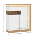 Komód LYOV04L, tölgy riviera/fehér extra magasfényű, LEONARDO