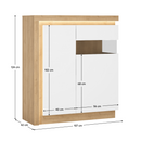 Komód LYOV04P, tölgy riviera/fehér extra magasfényű, LEONARDO