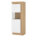 Vitrines szekrény LYOV01L, tölgy riviera/fehér extra magasfényű, LEONARDO