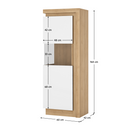 Vitrines szekrény LYOV01L, tölgy riviera/fehér extra magasfényű, LEONARDO