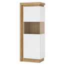 Vitrines szekrény LYOV01P, tölgy riviera/fehér extra magasfényű, LEONARDO