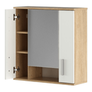 Faliszekrény tükörrel, sonoma tölgy/matt fehér, LESSY NEW 01