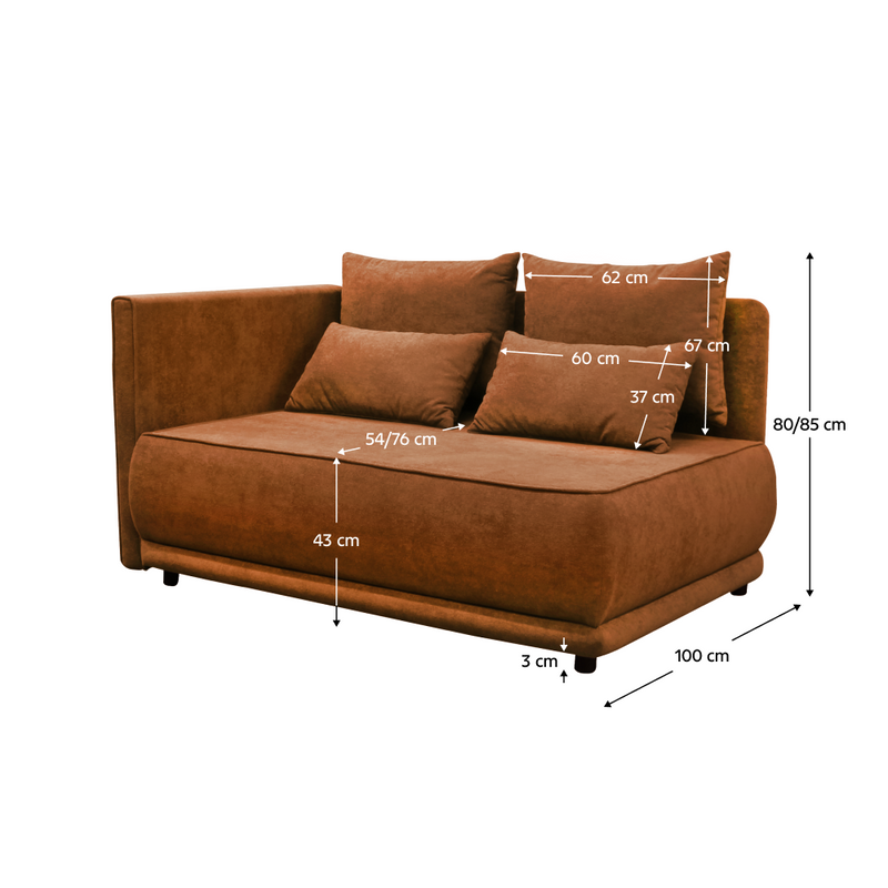 Kihúzható kanapé, terrakotta, balos, LIAMI