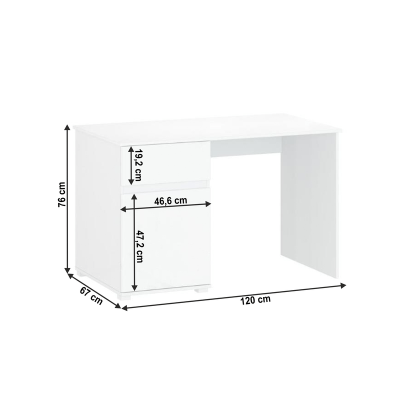 Számítógépasztal 1D1S/120, fehér fényes, LINDY