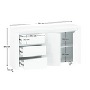 Komód 2D3S, fehér fényes, LINDY