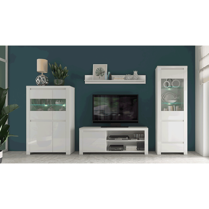 TV asztal 1D/160, fehér fényes, LINDY
