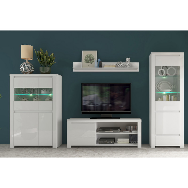 TV asztal 1D/160, fehér fényes, LINDY
