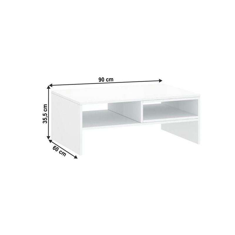 Dohányzóasztal 90, fehér, LINDY