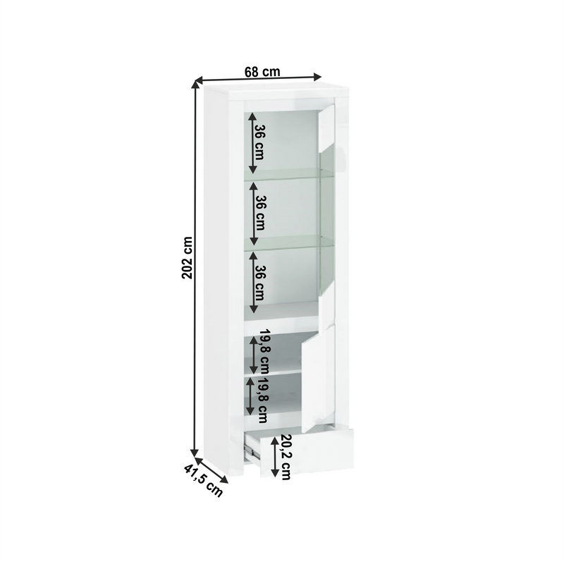 Vitrin 1D1W1S, fehér fényes, LINDY