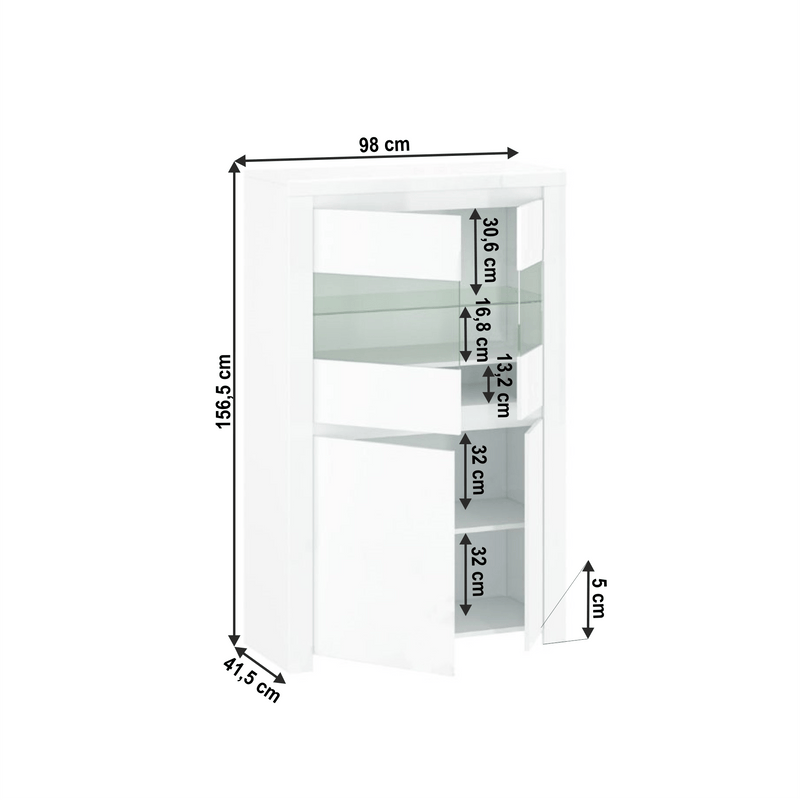 Vitrin 2D2W, fehér fényes, LINDY