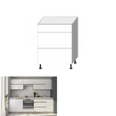 Alsószekrény három fiókkal D60, fehér magas fényű HG, LINE