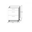 Alsószekrény három fiókkal, tölgy sonoma, LINE D60S3