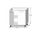 Alsószekrény D 80, fehér magas fényű HG, LINE