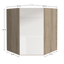 Felsőszekrény, sarok, fehér magas fényű HG, LINE