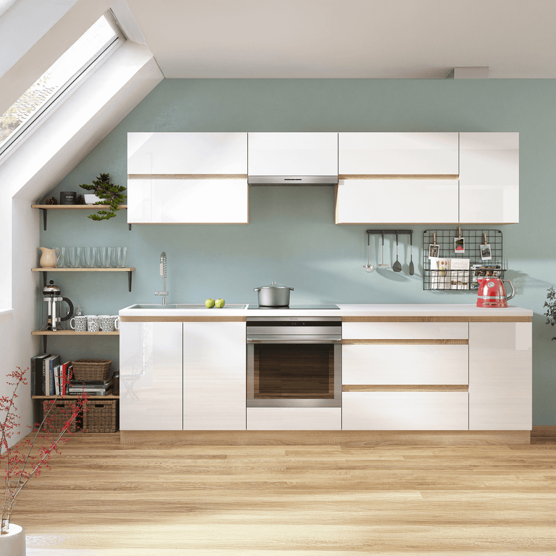 Tűzhely beépítő alsószekrény, fehér magas fényű HG, LINE