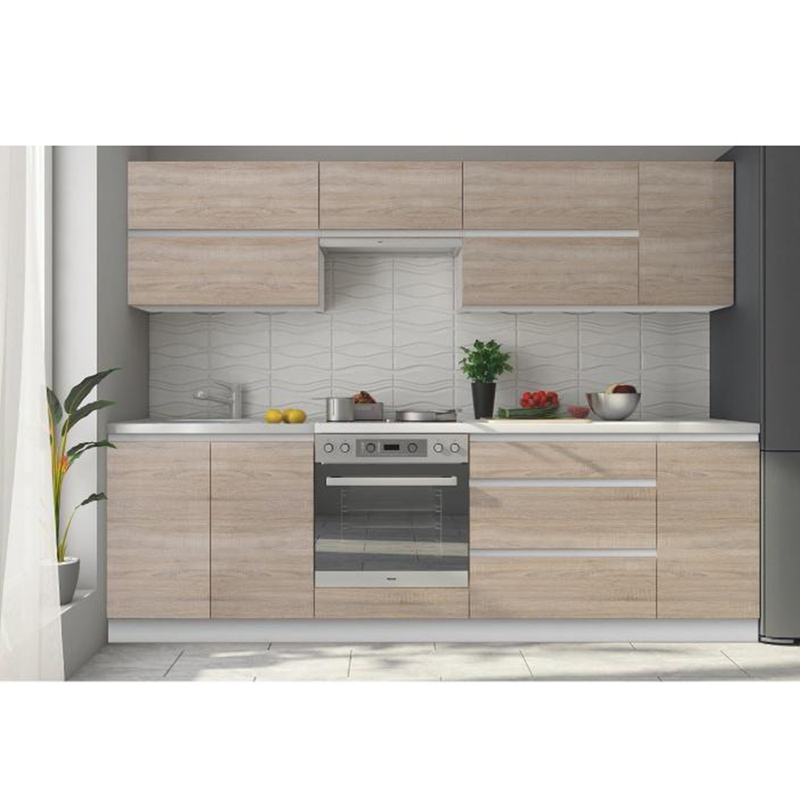 Elemes konyhabútor 2,6m, fehér/tölgy sonoma, LINE NEW