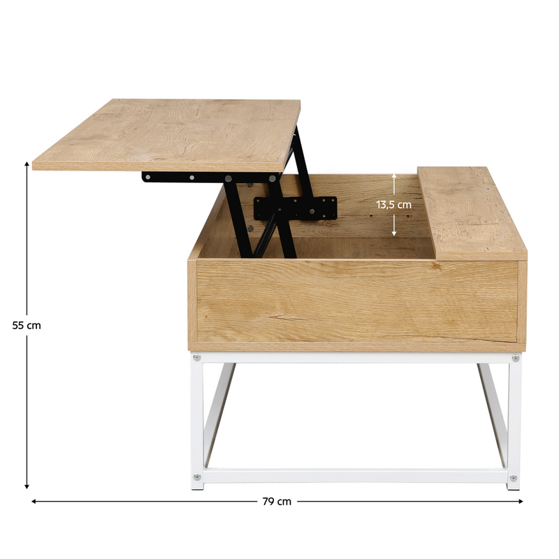 Dohányzóasztal, tölgy/fehér, LIVINA