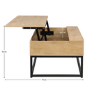 Dohányzóasztal, tölgy/fekete, LIVINA