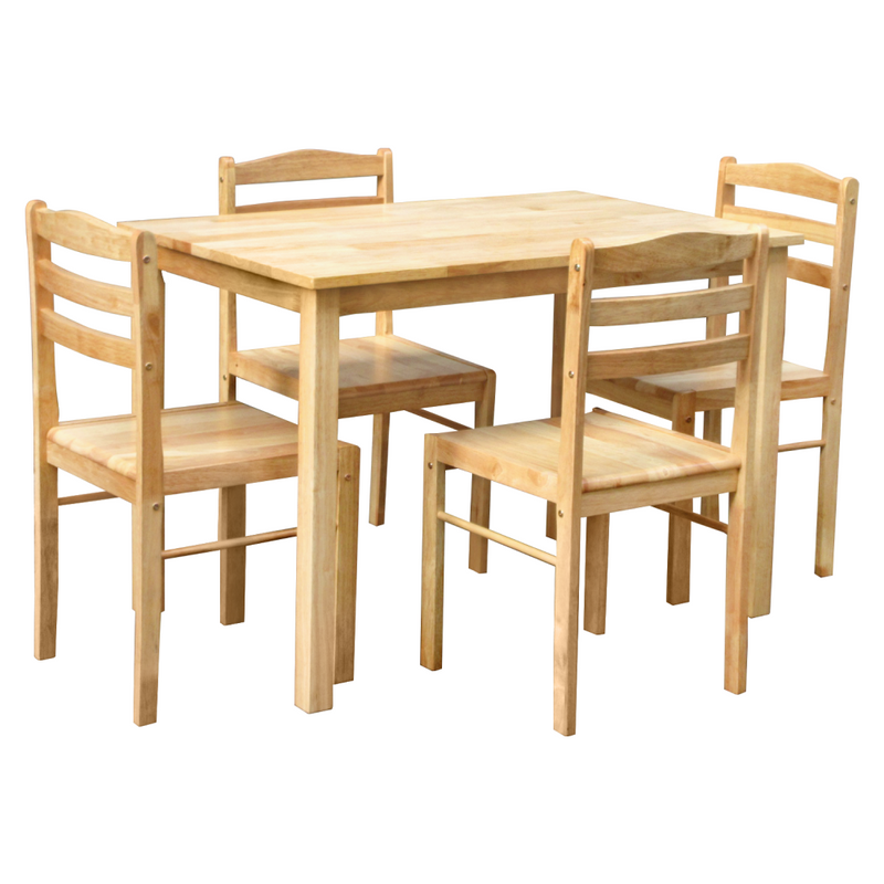 Étkezőgarnitúra 1+4, tömör fa, természetes, LOAK