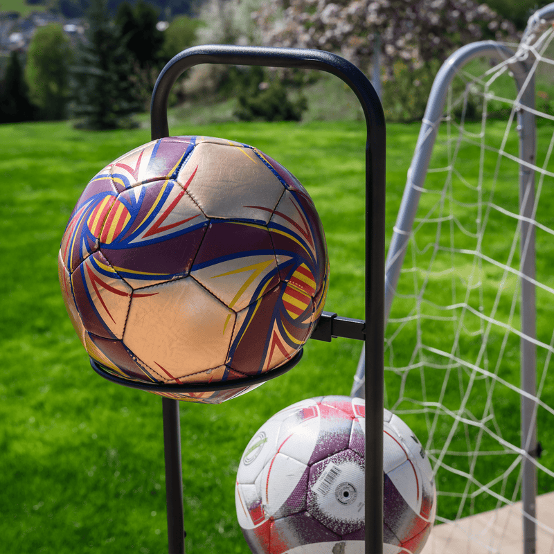Labdatartó állvány, fekete, fém, LOBY