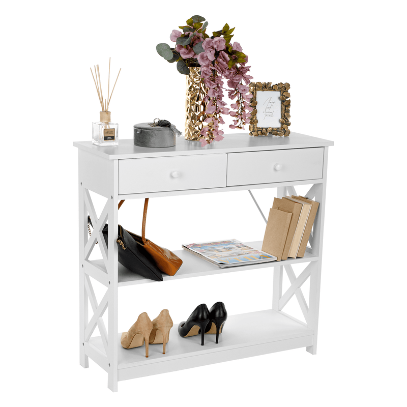 Konzolasztal, fehér, LOMIR