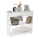 Konzolasztal, fehér, LOMIR