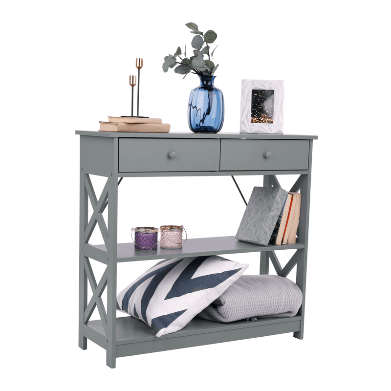 Konzolasztal, szürke, LOMIR