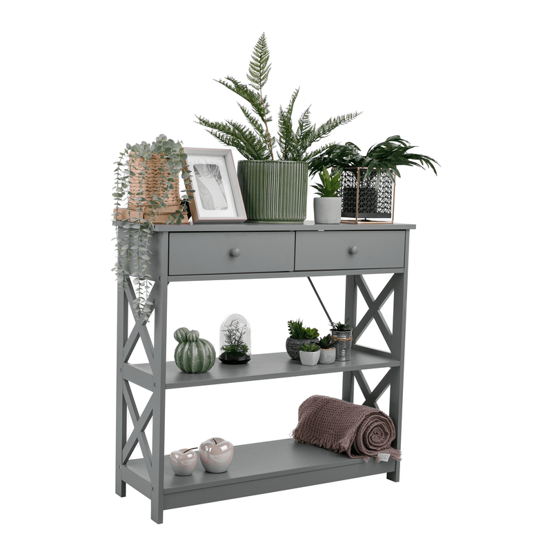 Konzolasztal, szürke, LOMIR